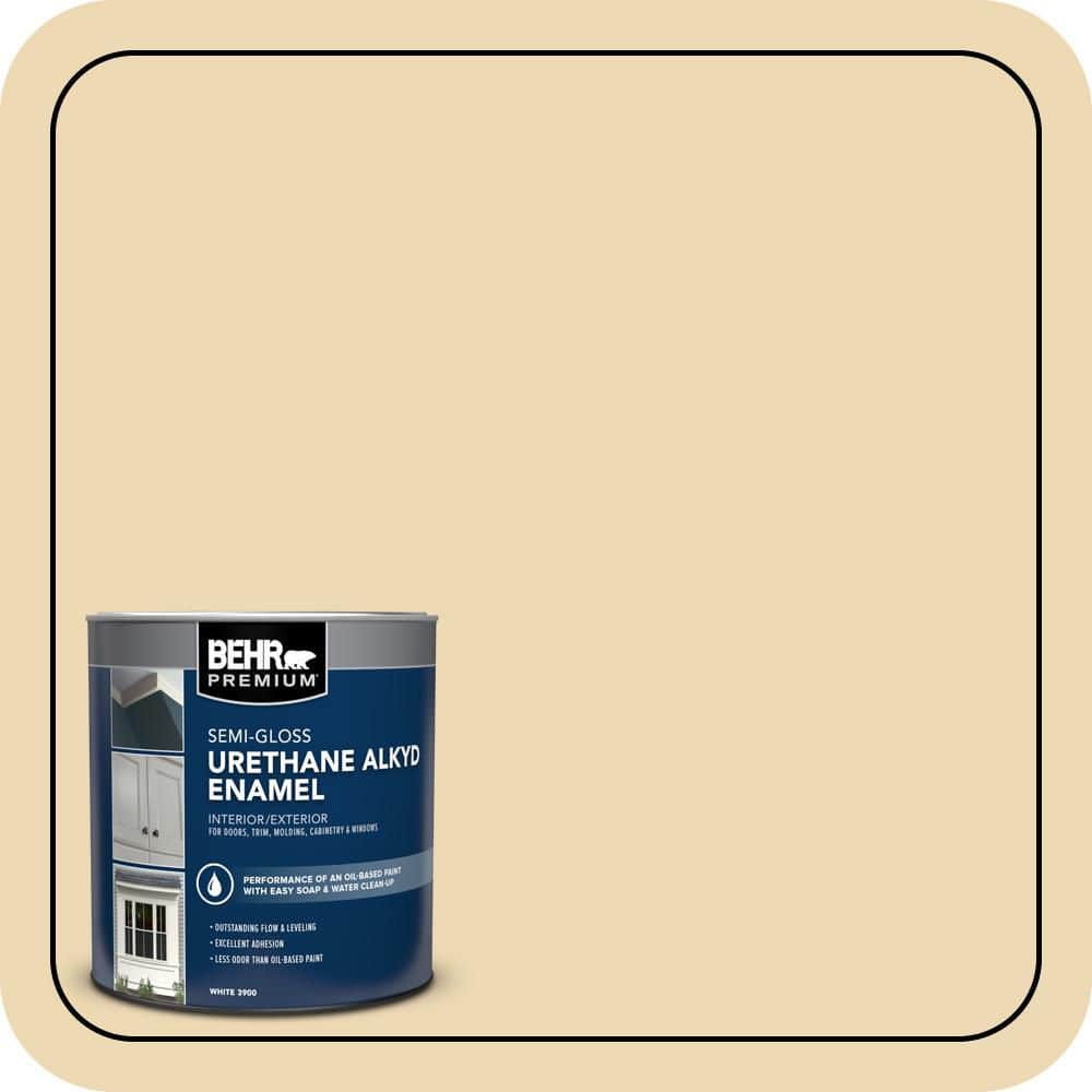 BEHR PREMIUM 1 qt. #340E-3 Bavarian Cream Semi-Gloss Enamel Urethane Alkyd Interior/Exterior Paint (1)