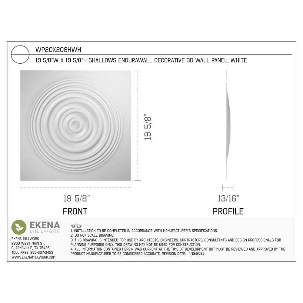 Ekena Millwork 19-5/8-in W x 19-5/8-in H Shallows EnduraWall Decorative 3D Wall Panel (2)