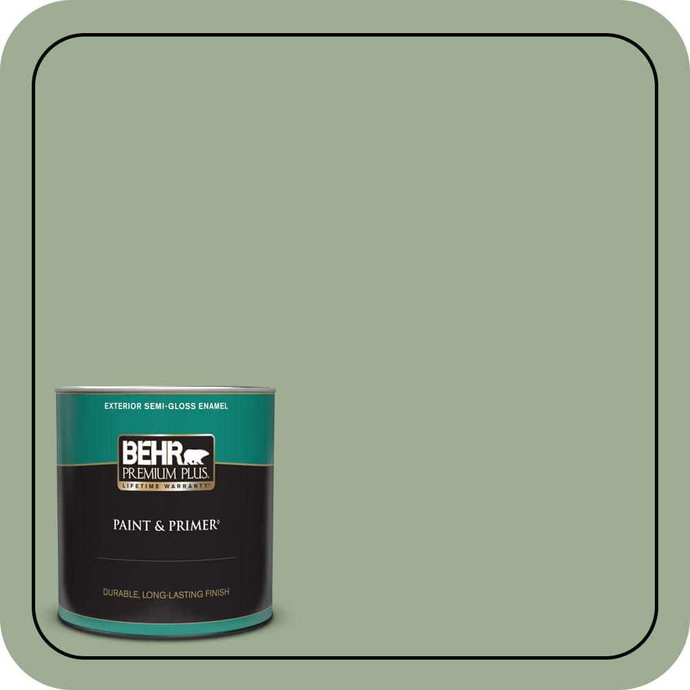 BEHR PREMIUM PLUS 1 qt. #S390-4 Roof Top Garden Semi-Gloss Enamel Exterior Paint & Primer