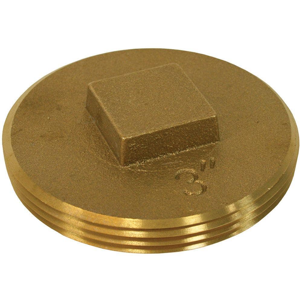 JONES STEPHENS 3-1/2 in. Brass Raised Head Cleanout Plug 3-7/8 in. O.D. for DWV
