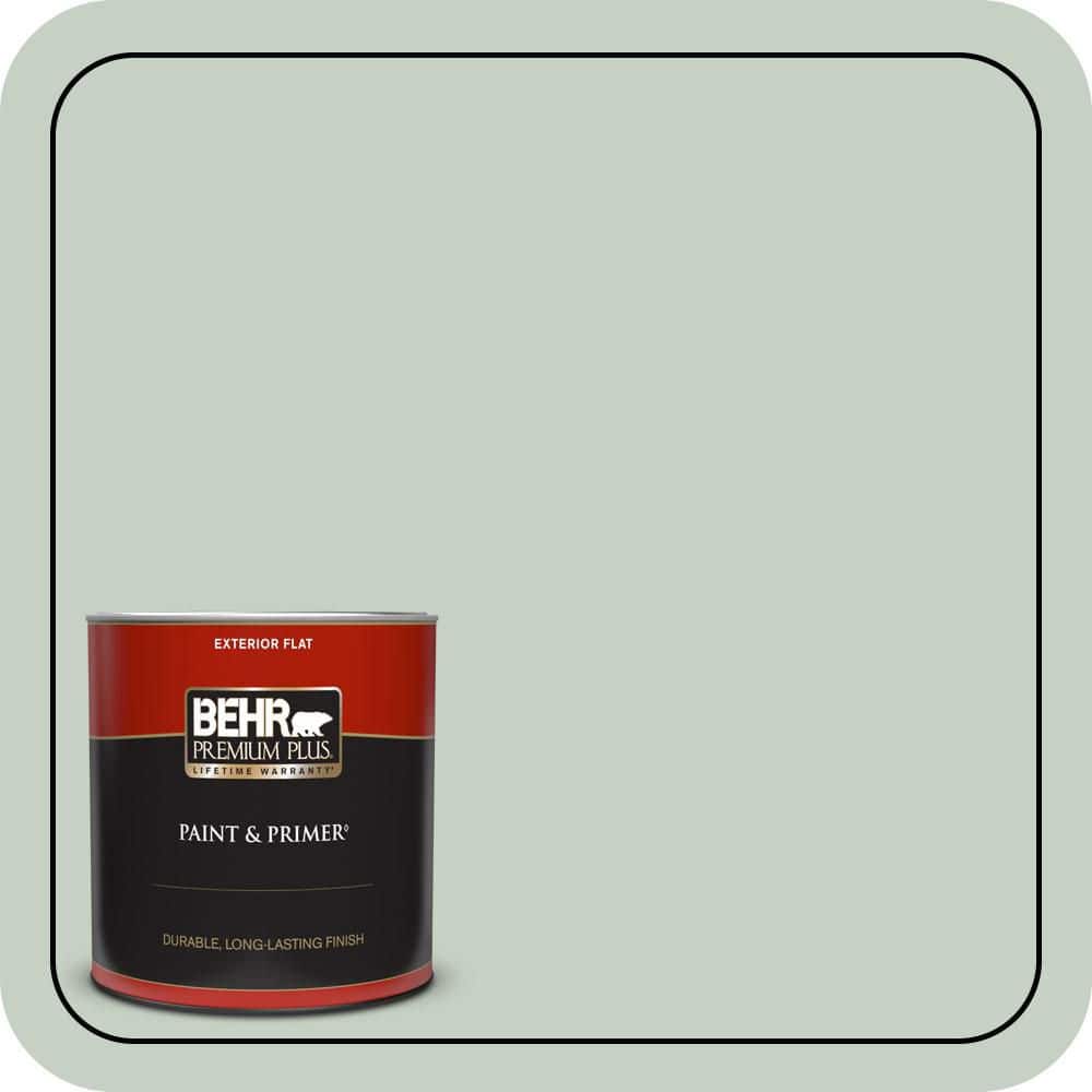 BEHR PREMIUM PLUS 1 qt. #N400-2 Frosted Sage Flat Exterior Paint & Primer