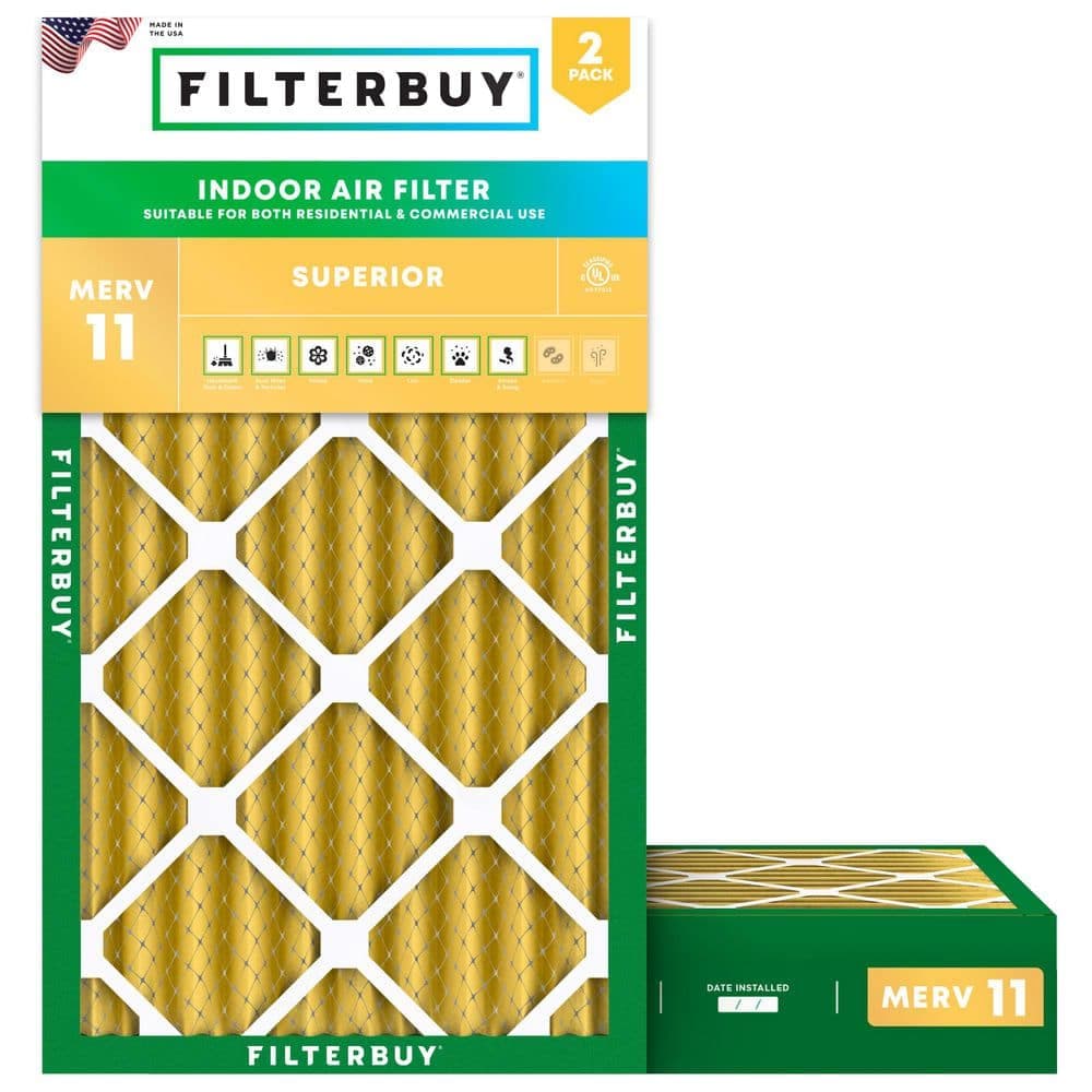 Filterbuy 14 in. x 28 in. x 4 in. MERV 11 (FPR 7) Allergen Defense Pleated HVAC AC Furnace Air Filters Replacement (2-Pack) (1)