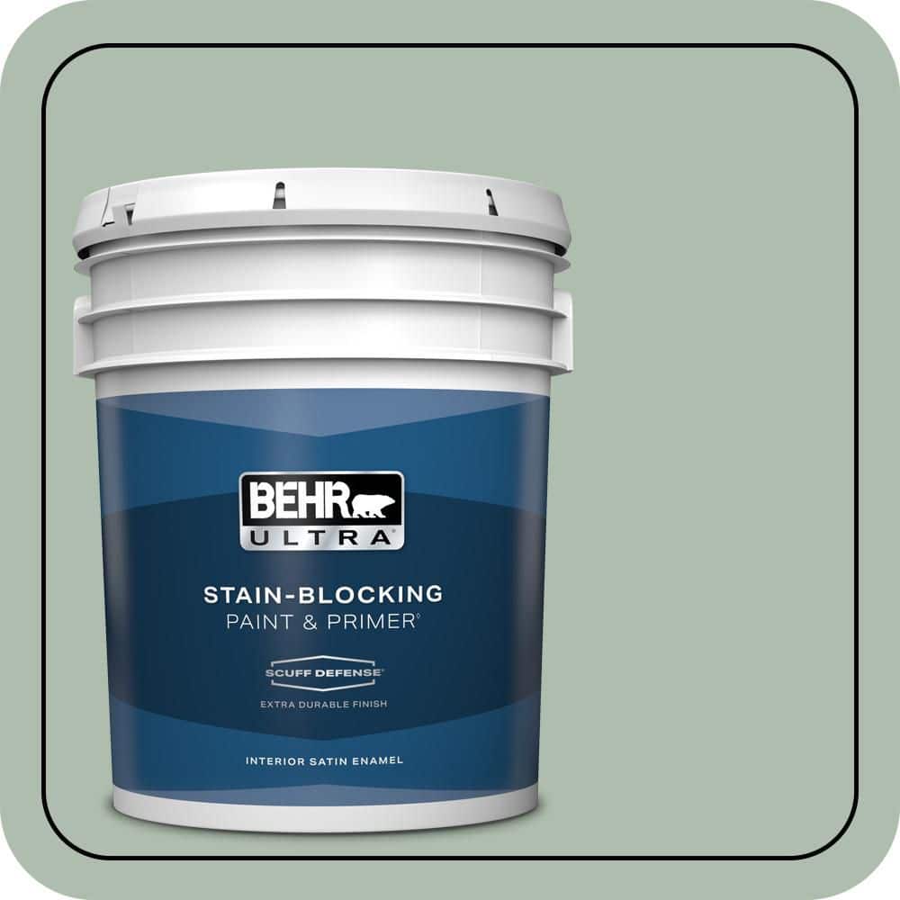 BEHR ULTRA 5 gal. #450E-3 Southern Breeze Extra Durable Satin Enamel Interior Paint & Primer