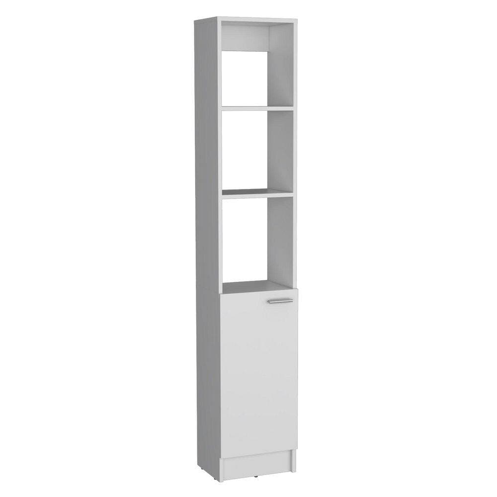 Tahanbath 13.03 in. W x 10.43 in. D x 70.87 in. H White MDF Freestanding Linen Cabinet with 1-Door and 6-Shelves (1)