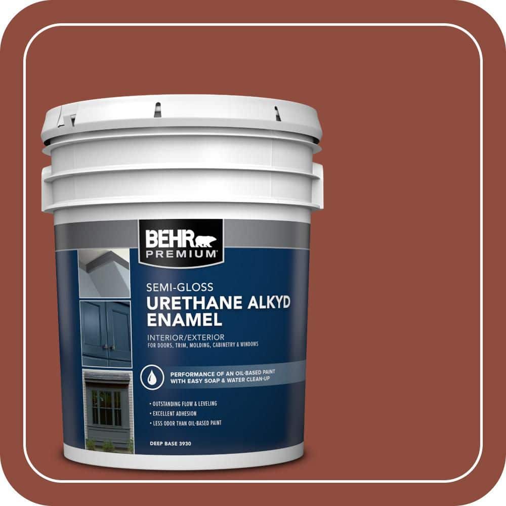 BEHR PREMIUM 5 gal. #SC-330 Redwood Urethane Alkyd Semi-Gloss Enamel Interior/Exterior Paint