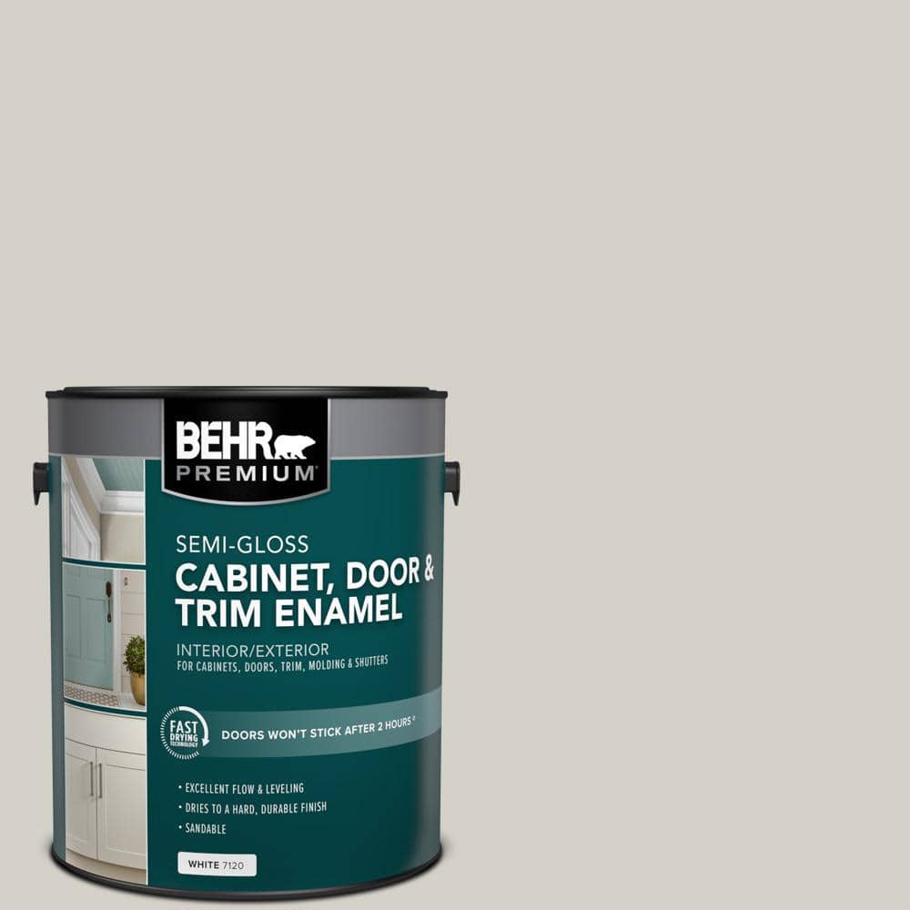 BEHR PREMIUM 1 gal. Designer Collection #DC-014 Gray View Semi-Gloss Enamel Interior Cabinet, Door & Trim Paint (1)