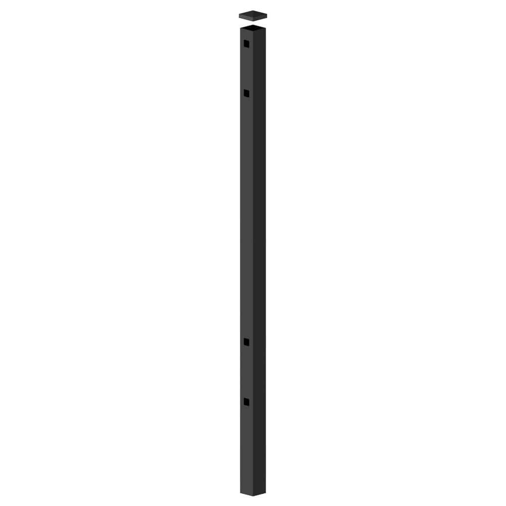 Barrette Outdoor Living 2 in. x 2 in. x 70 in. Black Aluminum End Fence Post