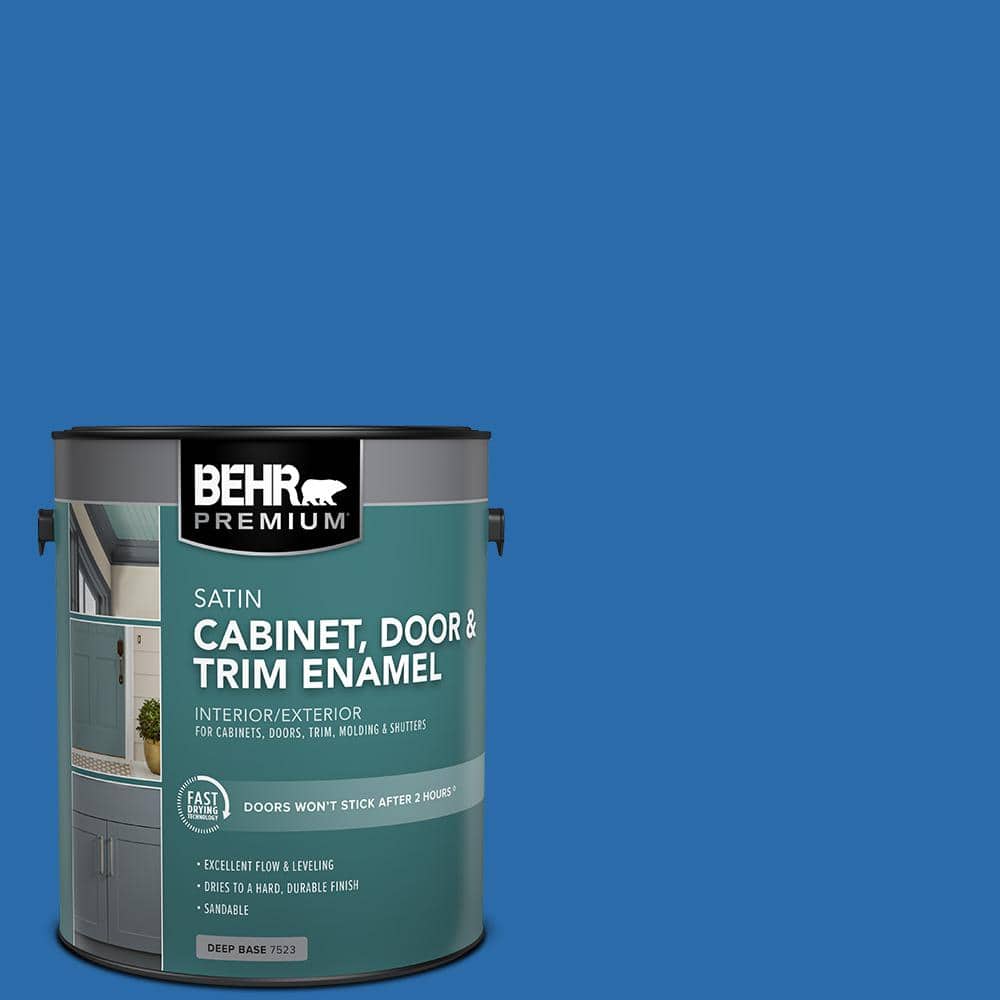 BEHR PREMIUM 1 gal. #MQ4-24 Electric Blue Satin Enamel Interior/Exterior Cabinet, Door & Trim Paint (1)