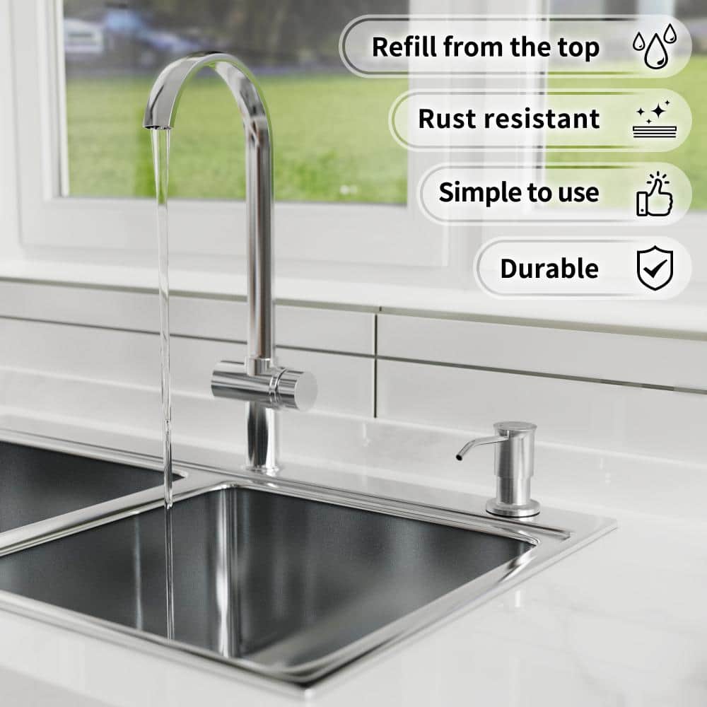 Sotion 17 oz Brushed Nickel Built in Stainless Steel Kitchen Sink Soap and Lotion Dispenser (2)