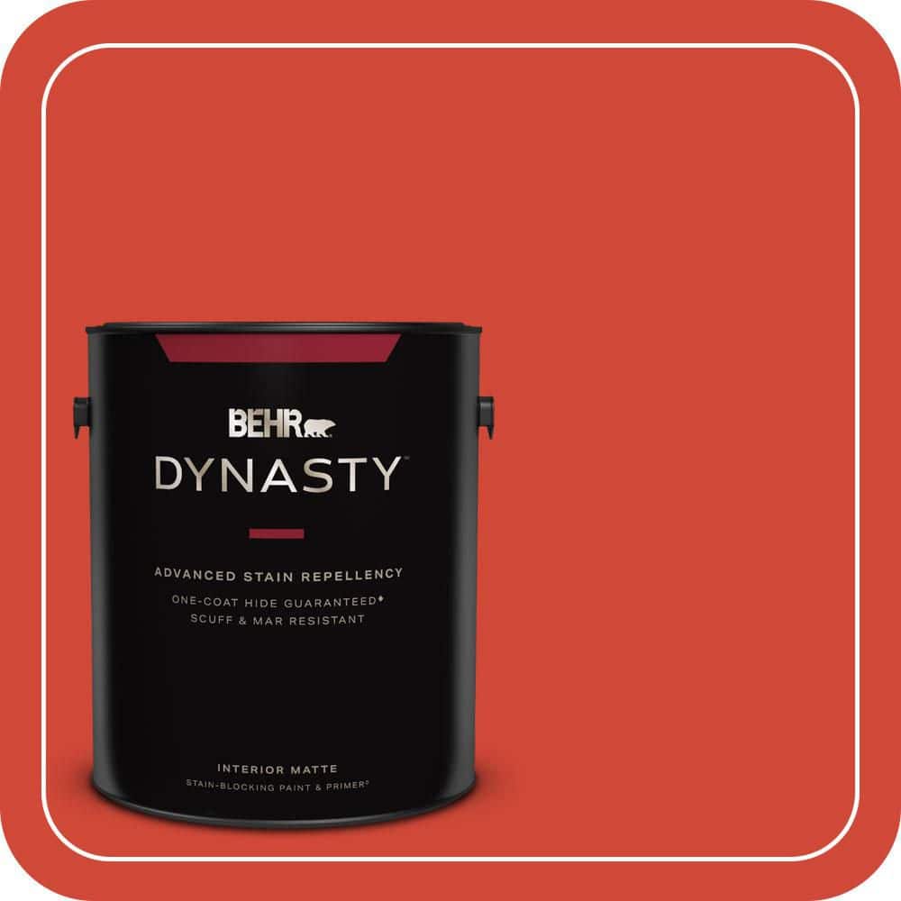 BEHR DYNASTY 1 gal. #P180-7 Top Tomato Matte Interior Stain-Blocking Paint & Primer
