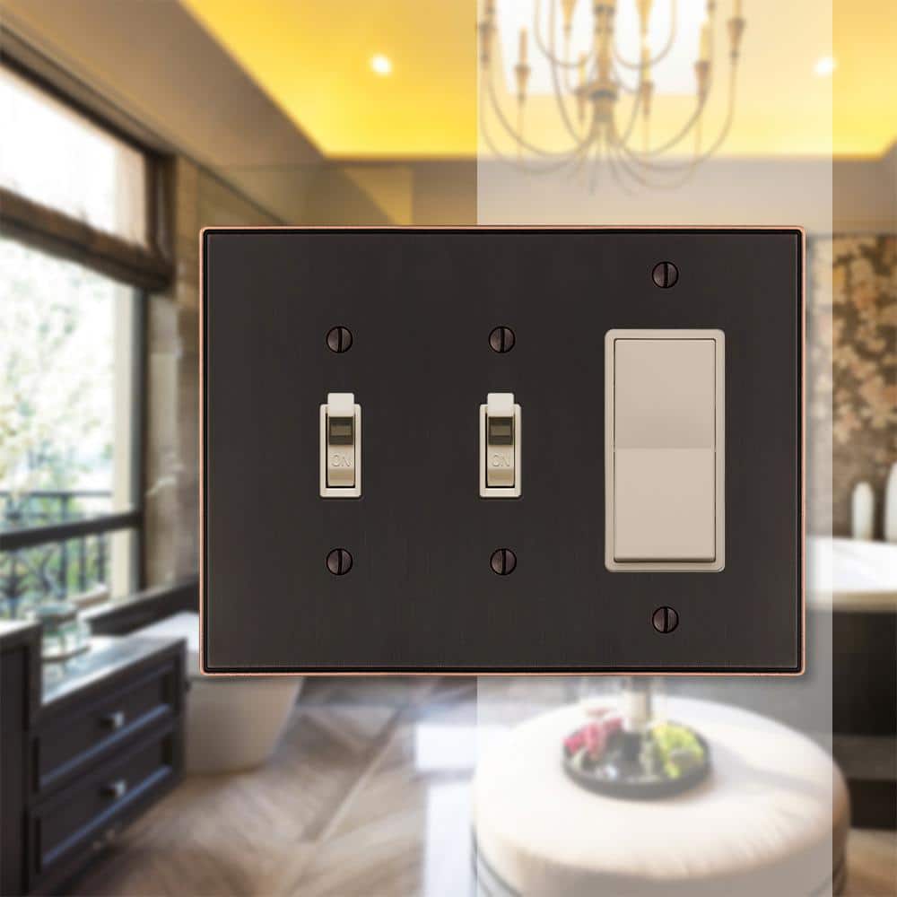 AMERELLE Ansley 3 Gang 2-Toggle and 1-Rocker Metal Wall Plate (2)