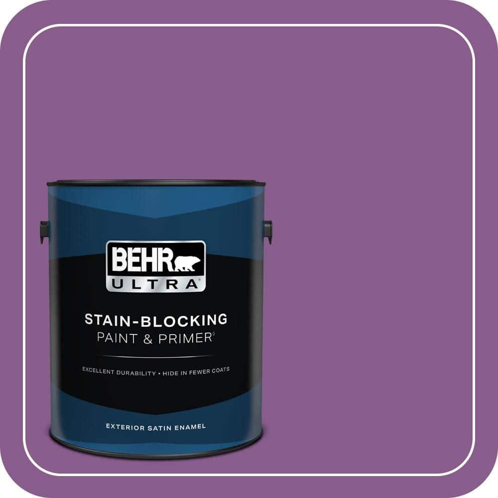 BEHR ULTRA 1 gal. #670B-7 Candy Violet Satin Enamel Exterior Paint & Primer