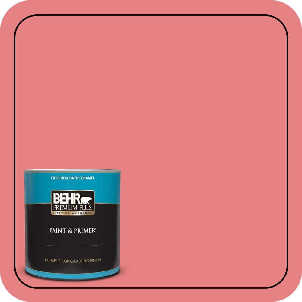 BEHR PREMIUM PLUS 1 qt. #P170-4 Sugar Poppy Satin Enamel Exterior Paint & Primer