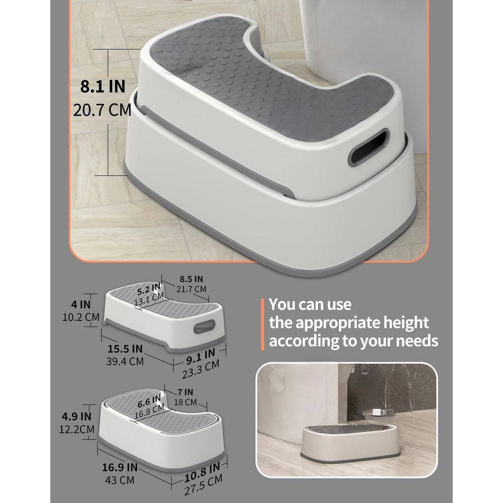 Numhew 1-Piece Bathroom Accessory Set with Heavy Duty Anti-Slip Toilet Stool for Adults and Kids in Off-White and Dark Gray (2)