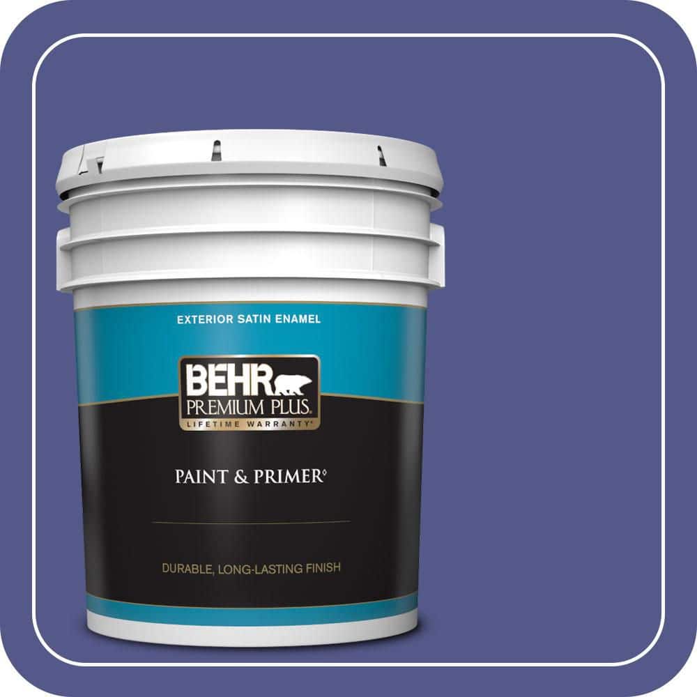 BEHR PREMIUM PLUS 5 gal. #620B-7 Wild Elderberry Satin Enamel Exterior Paint & Primer