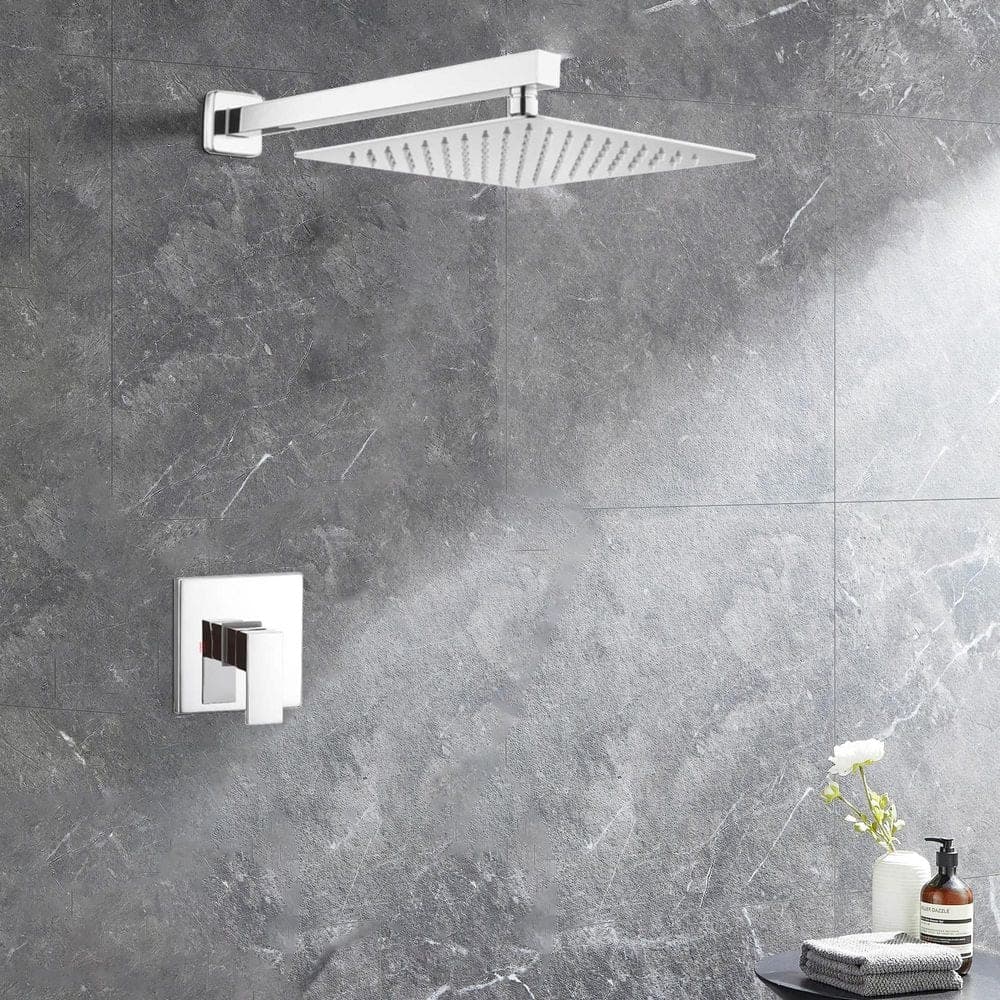 Satico Single-Handle 1-Spray Rain Pressure Balanced Wall Mounted Shower Faucet in Chrome (Valve Included) (1)