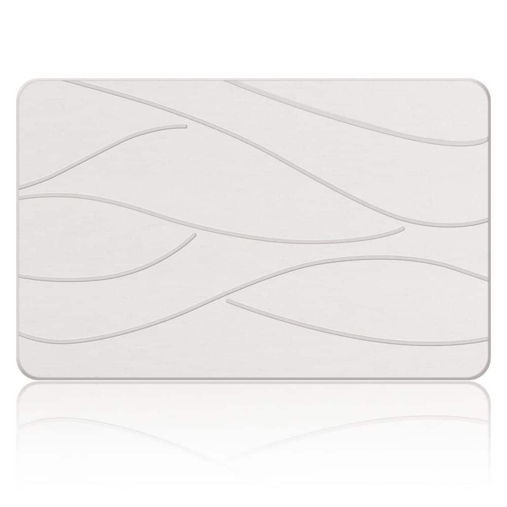 Wudkey 15.4 in. x 23.6 in. Stone Bath Mat in White, Non-Slip Super Absorbent Diatomaceous Earth Shower Mat, Quick Drying (1)
