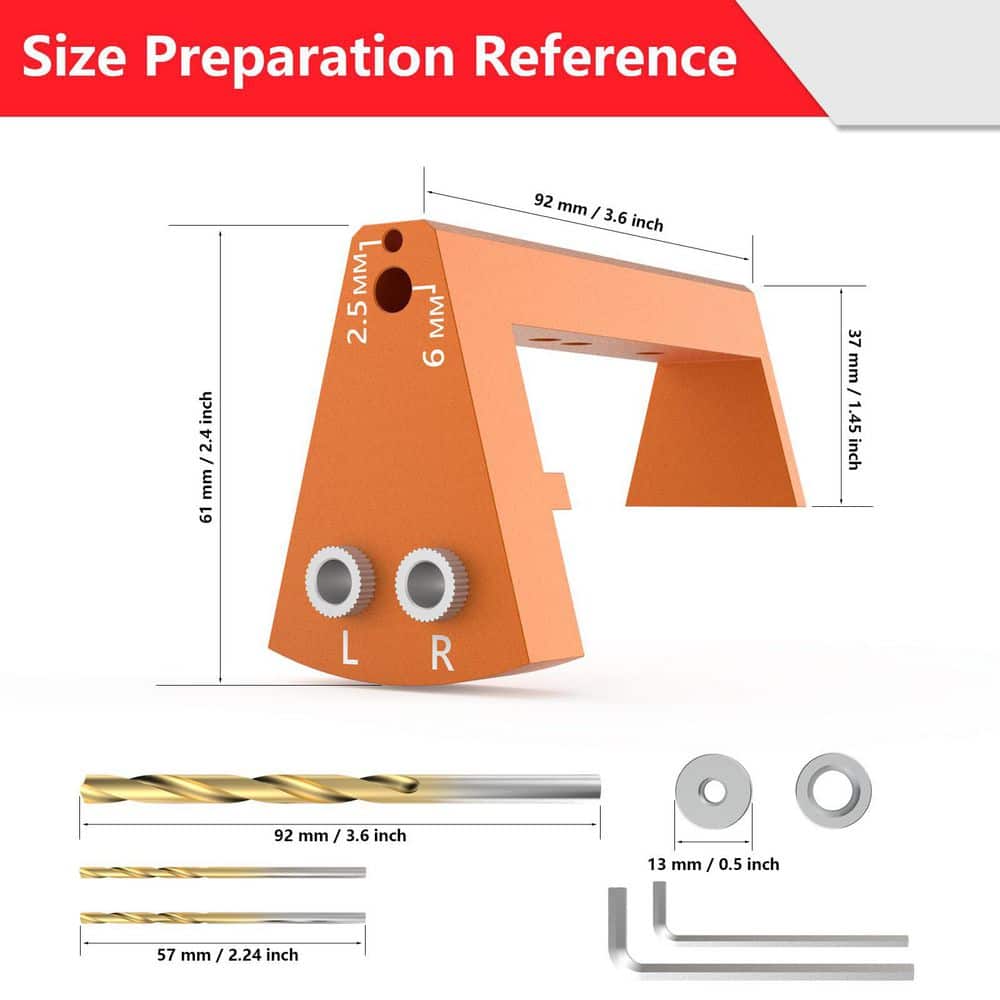 Numhew Durable Aluminum Drill Angle Guide with Steel Inserts, Drill Guide Jig for Blum Tandem and Drawer Slide (2)