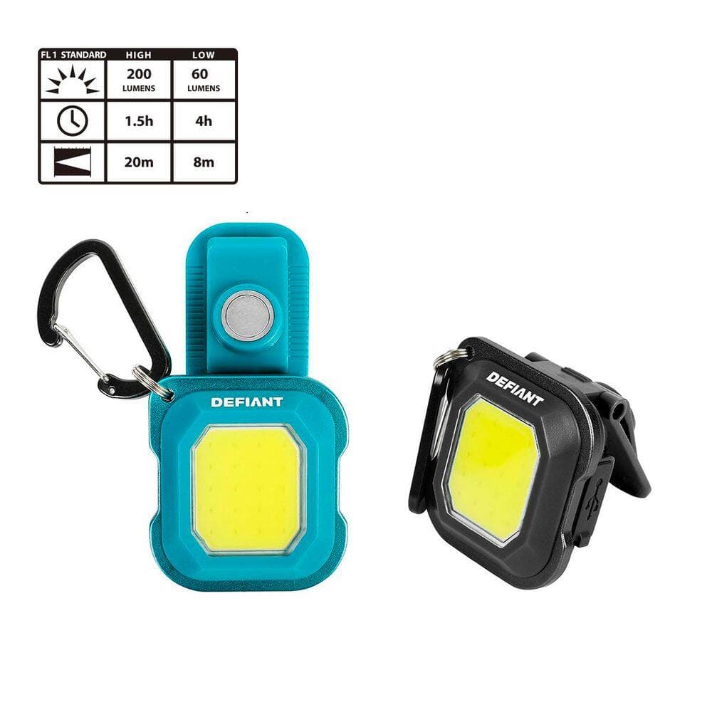 Defiant 2-Pack 200lm Mini Rechargeable Multi-Use Utility Light with Key Ring (2)