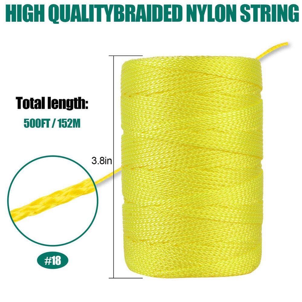 NVNOO 500 ft. Yellow Mason Line for Gardening Twine, Braided Mason Line, Construction and Masonry String (1-Pack) (2)