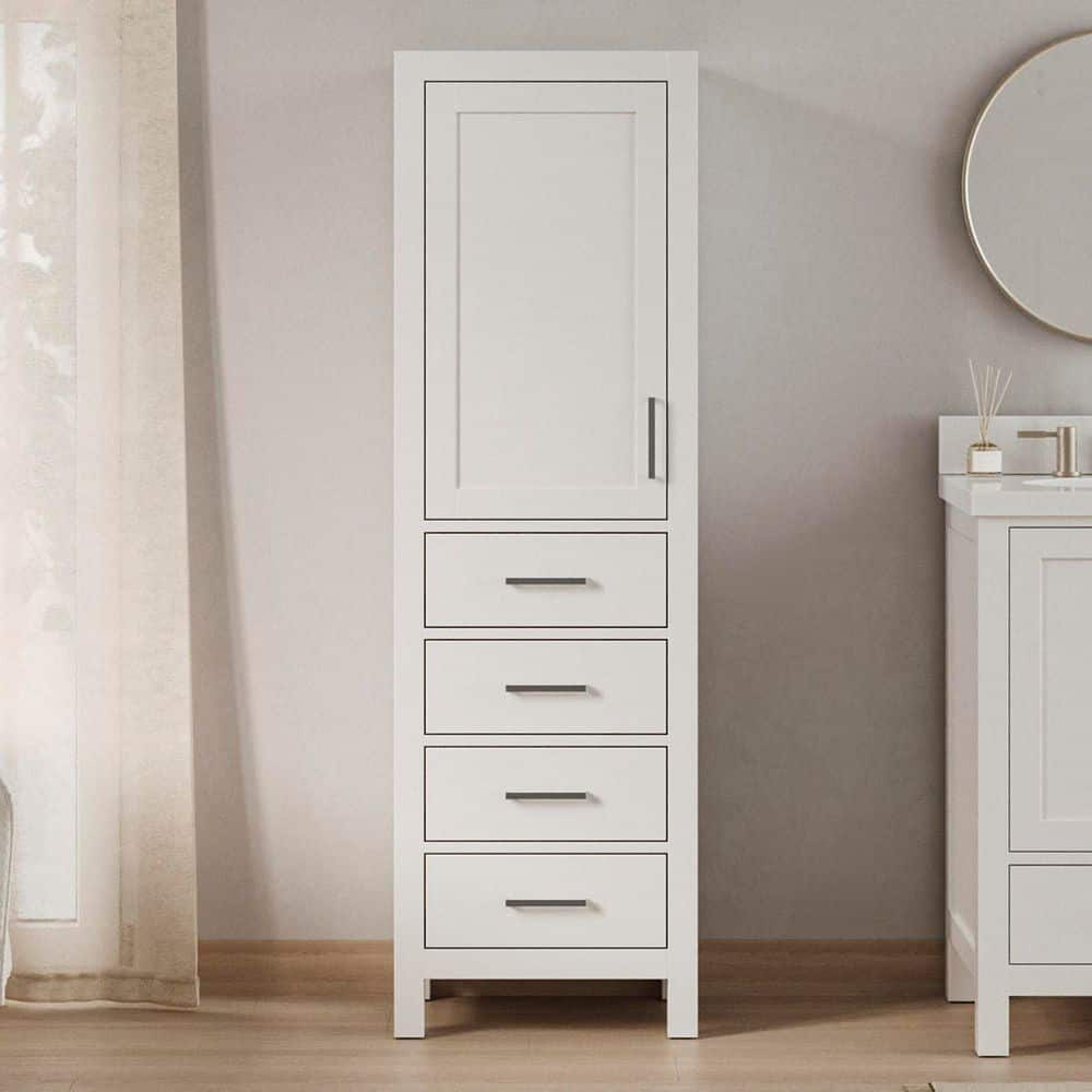ARIEL Cambridge 20 in. W 16 in. D 65 in. H Freestanding Bathroom Linen Storage Cabinet with Adjustable Shelves