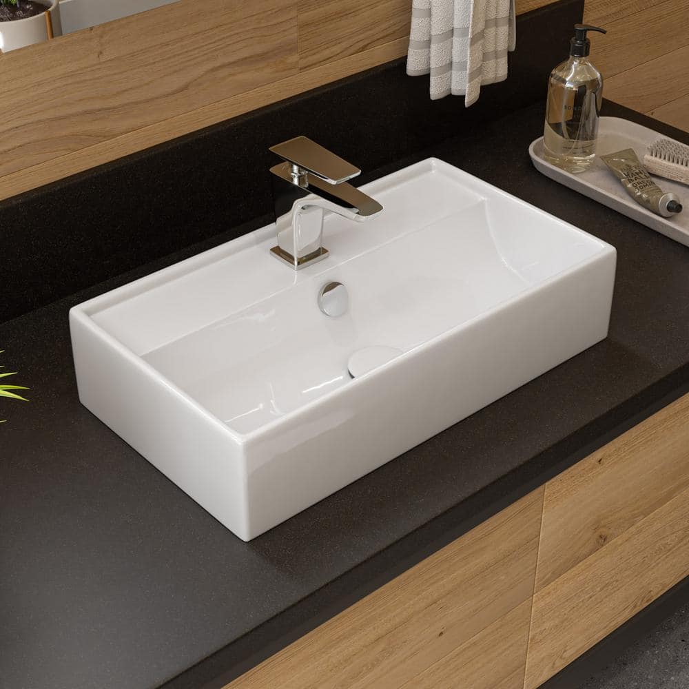 ALFI BRAND White Porcelain Rectangular Wall-Mounted Bathroom Vessel Sink (1)