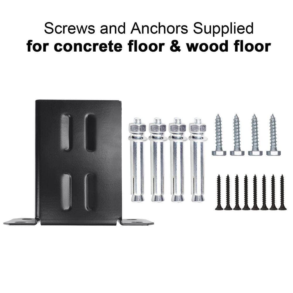 Afoxsos 4 x 4 in. 13GA Thick Steel Powder Coated Post Base Brackets with Wood Screws and Concrete Anchors in Black, 4-Pack (3)