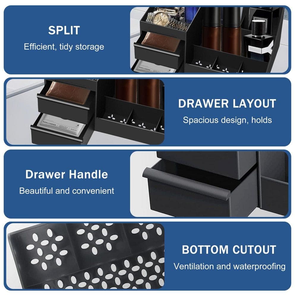 Wudkey Mens Vanity Organizer in Black, Mens Cologne Organizer, Perfume Organizer,Cologne Stand,Cologne Shelf, Easy to Clean (3)