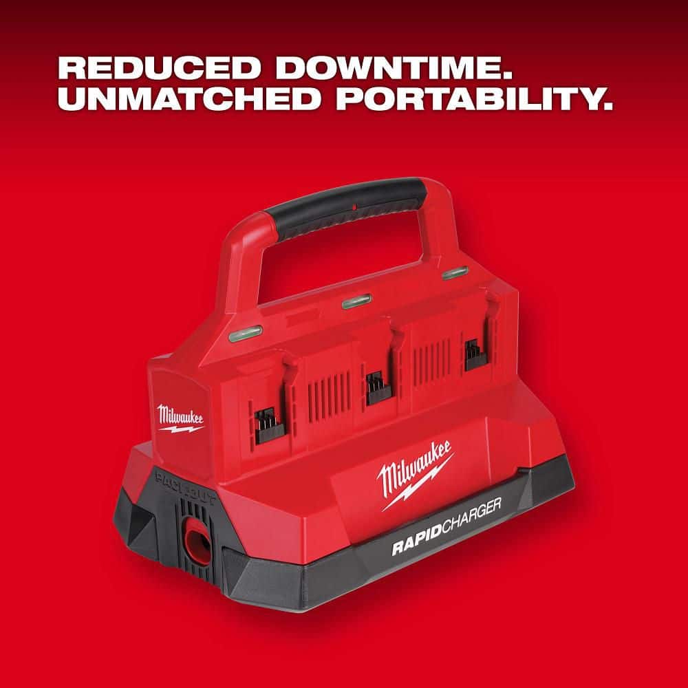 Milwaukee M18 18V Lithium-Ion PACKOUT 6-Port Rapid Charger w/5.0 Ah Battery (3)
