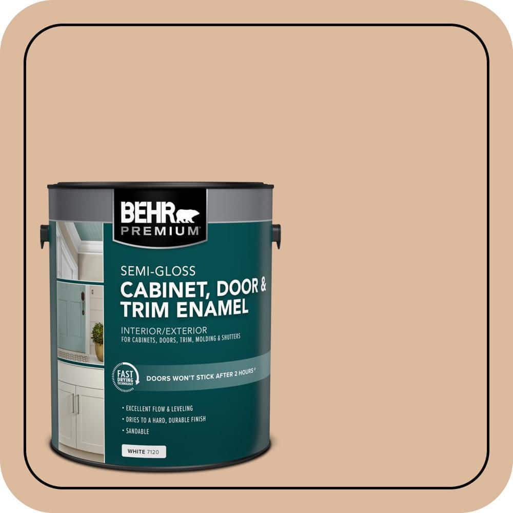 BEHR PREMIUM 1 gal. #PPU3-09 Pumpkin Cream Semi-Gloss Enamel Interior/Exterior Cabinet, Door & Trim Paint