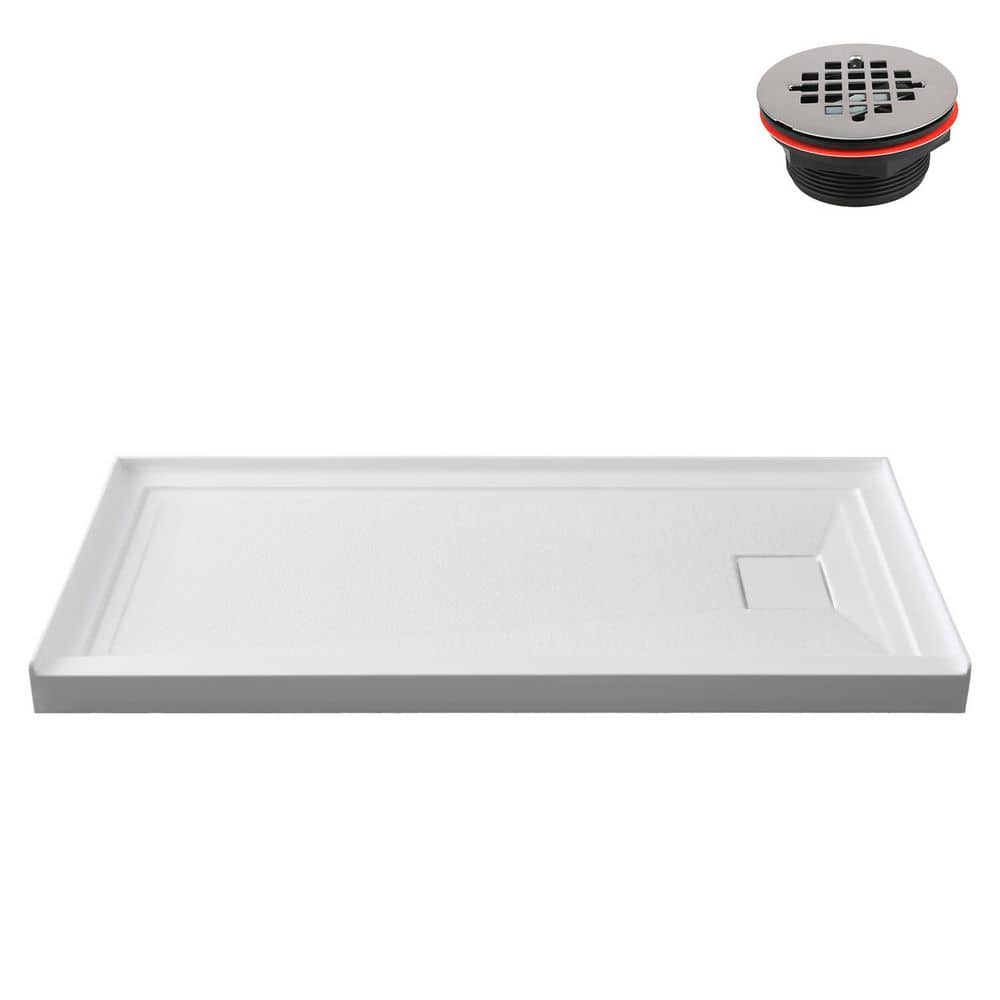 Streamline GB-618-476 72 in. x 36 in. Alcove Acrylic Shower Pan Base in Glossy White with Right Drain, Drain Included (1)