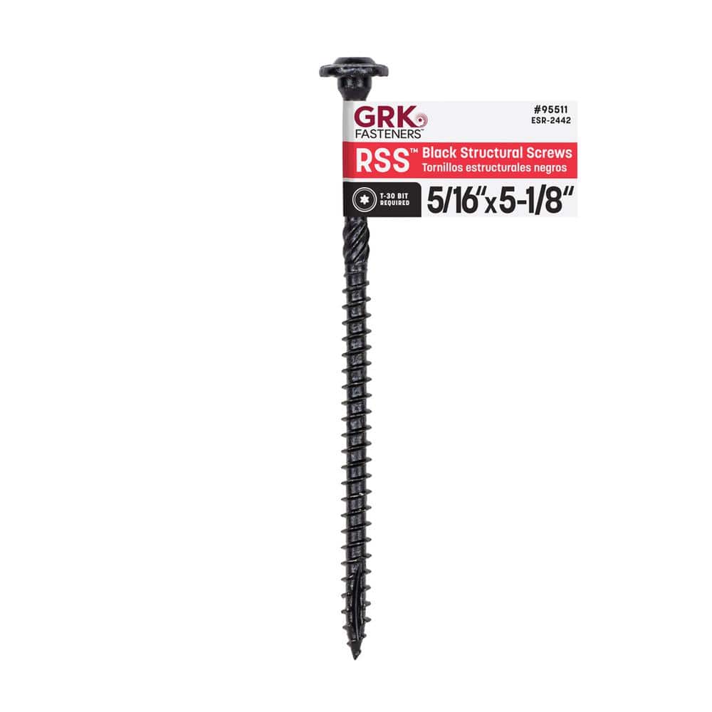 GRK Fasteners 5/16 in. x 5-1/8 in. Torx Drive Low Profile Washer Head RSS Black Rugged Structural Wood Screw