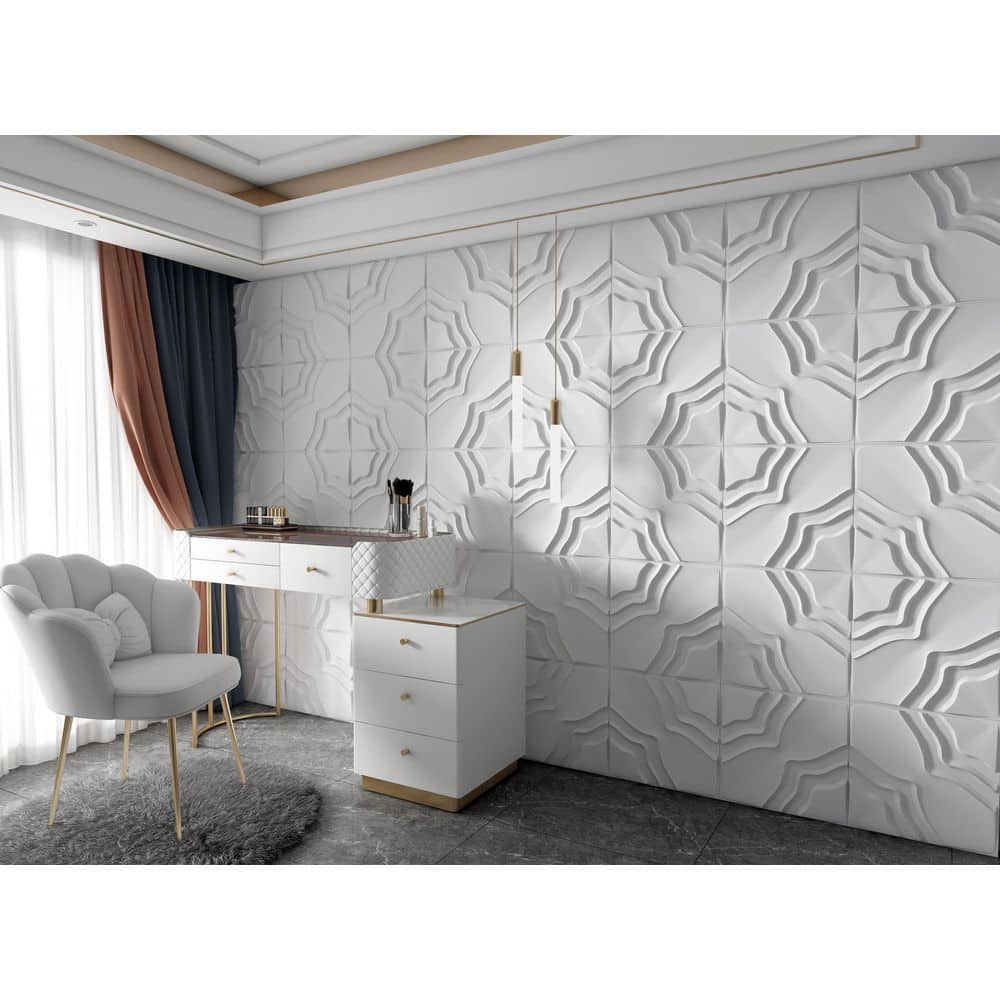 Dundee Deco Falkirk Ross 2/25 in. 19.7 in. 19.7 in. PVC Abstract 3D Decorative Wall Panel (2)
