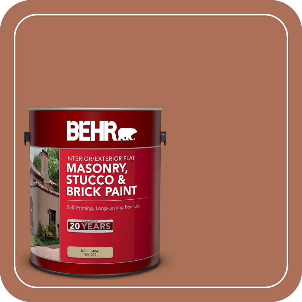 BEHR 1 gal. #MQ1-28 Orange Flambe Flat Masonry, Stucco and Brick Interior/Exterior Paint
