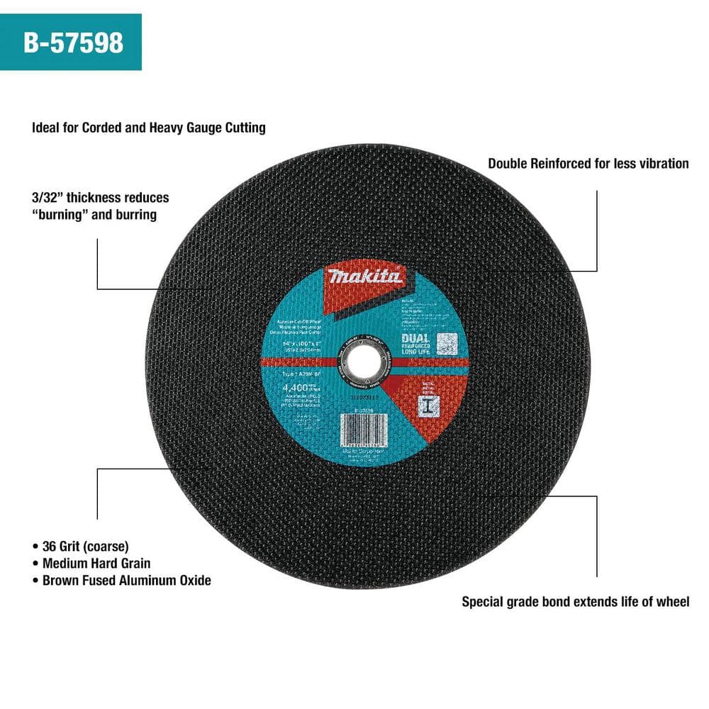 Makita 14 in. x 1 in. x 3/32 in. Cut-off Wheel (5-Pack) (2)