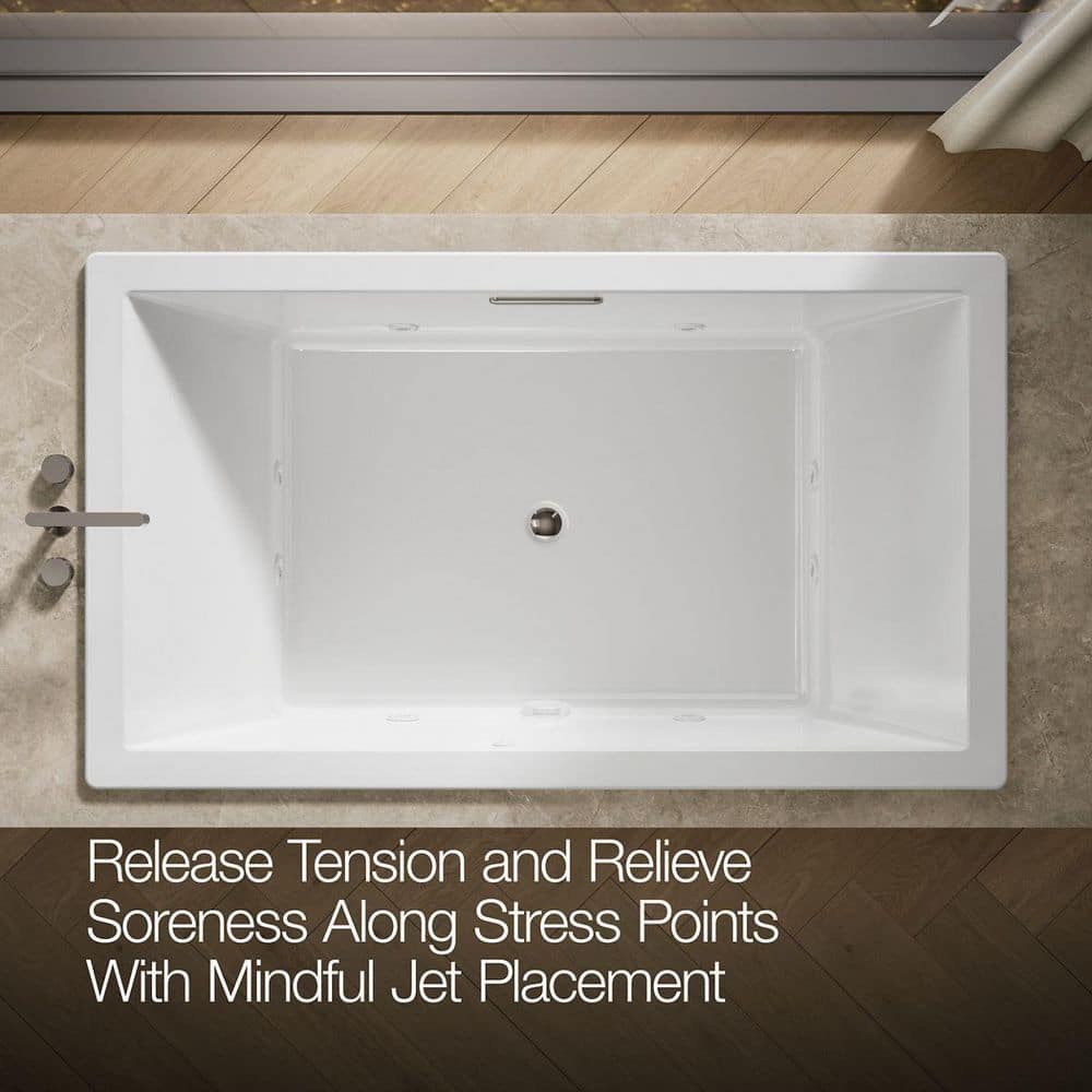 KOHLER Underscore 72 in. x 42 in. Rectangular Whirlpool Bathtub with Reversible Drain in White (2)