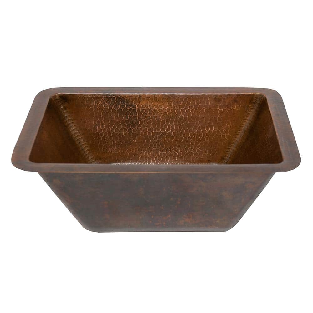 Premier Copper Products Under-Counter Rectangle Hammered Copper Bathroom Sink in Oil Rubbed Bronze (1)