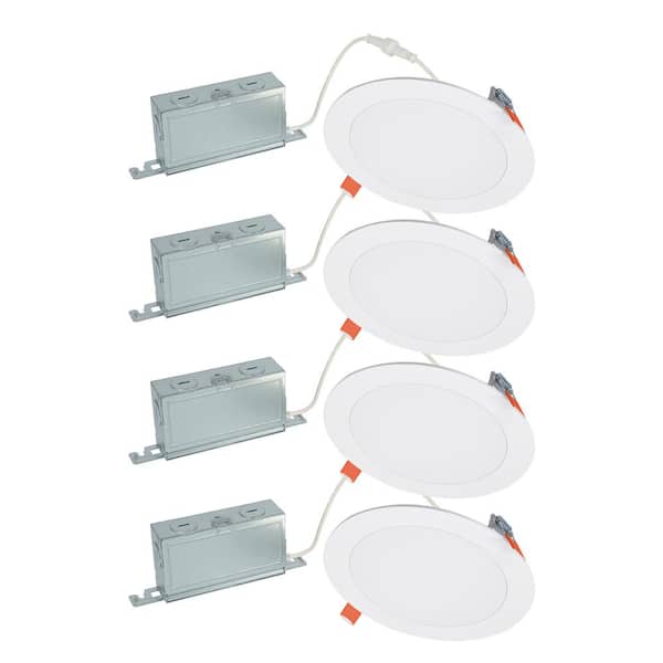 HALO 4-Pack HLBSL 6 in. Adjustable Canless Integrated LED Recessed Light, 900 Lumens, 5CCT, White (2)