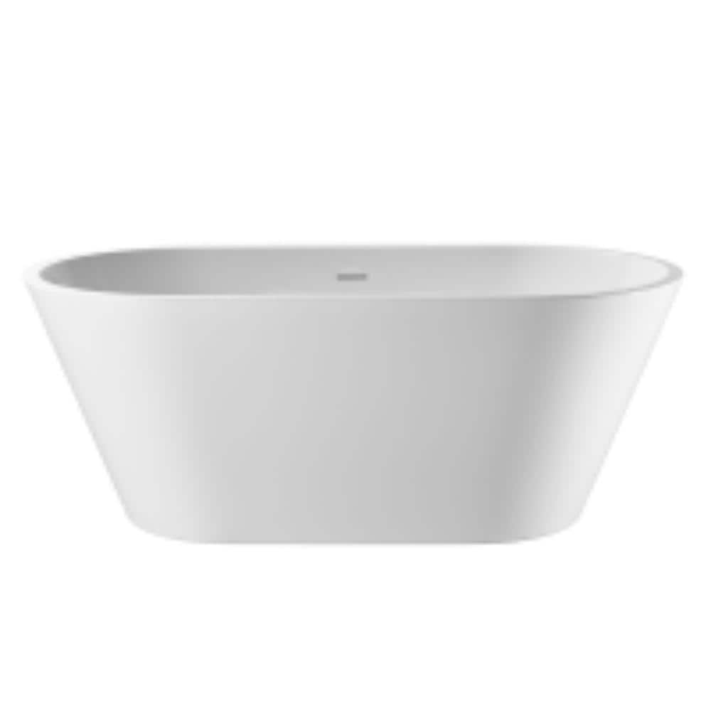 Fieeay 63 in. x 31 in. Acrylic Freestanding Contemporary Soaking Bathtub with Overflow and Drain in Gloss White (1)