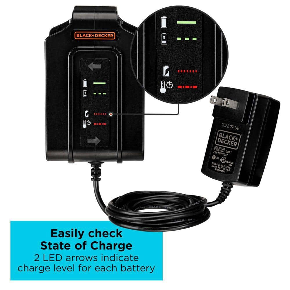 BLACK+DECKER 20V MAX POWERCONNECT Dual Battery Charger with 2 LED Indicators (2)
