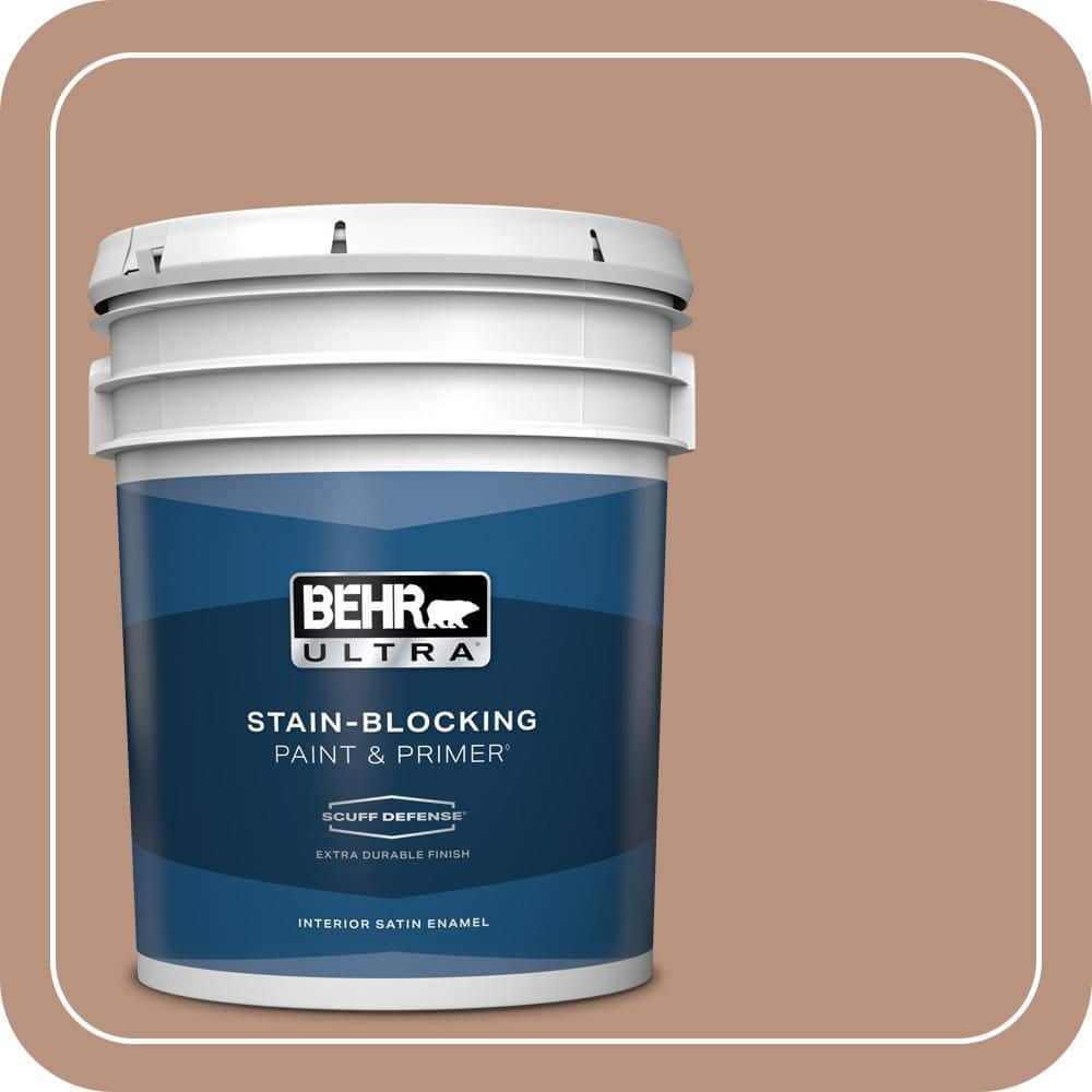BEHR ULTRA 5 gal. #MQ1-59 Caramel Cream Extra Durable Satin Enamel Interior Paint & Primer