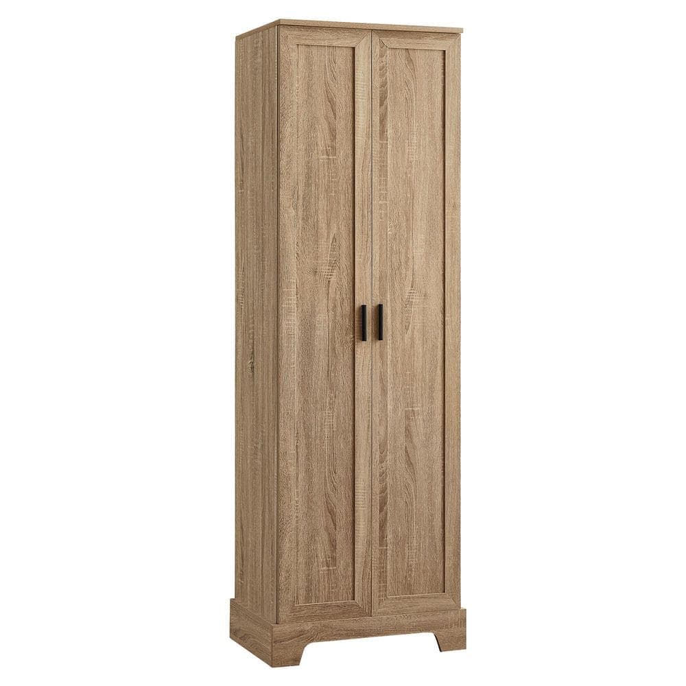 Qualler 16.9 in. W x 23.3 in. D x 71.2 in. H Brown Wood Linen Cabinet with Adjustable Shelf (3)