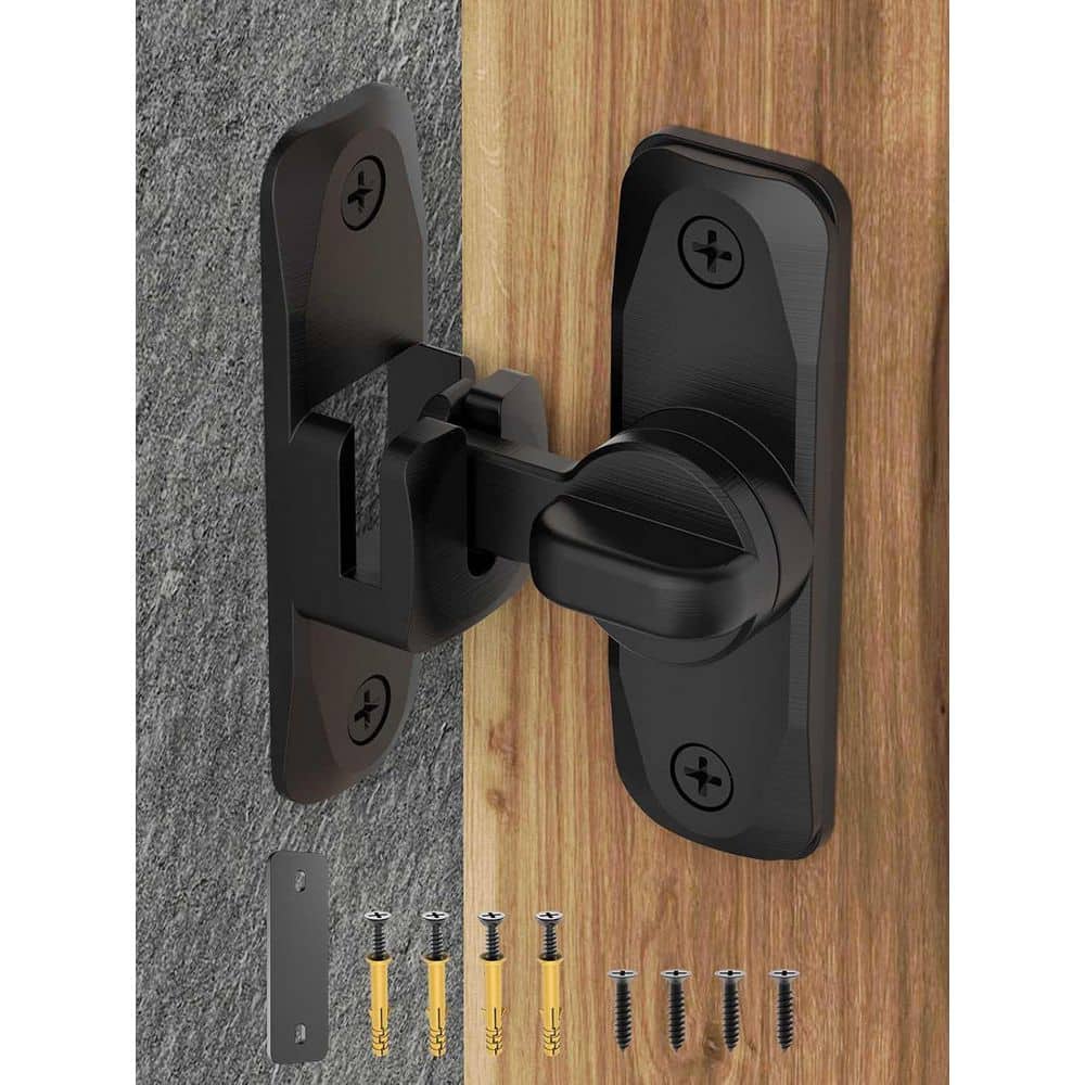 Unbranded 90/180 Degree Flip Security Sliding Door Latch Black Privacy Lock for Barn Gate Bathroom Cabinet Window 1PC (2)