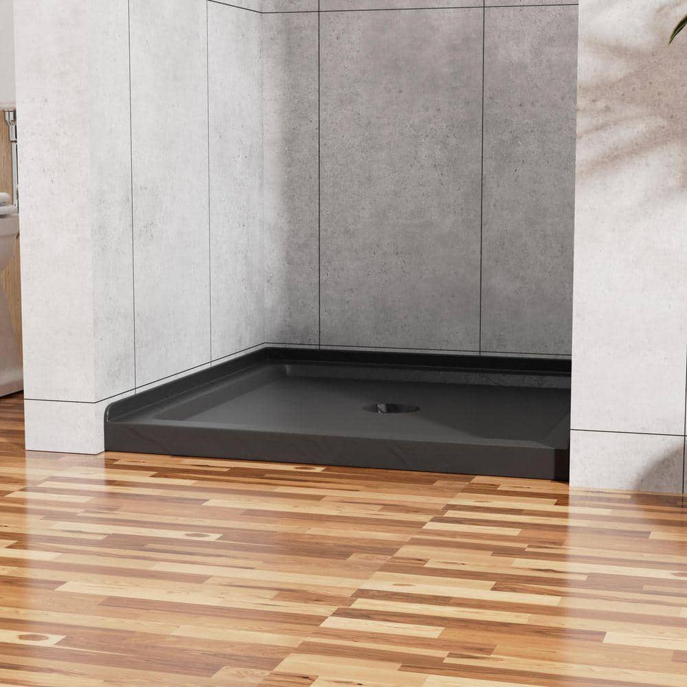 TCYO 36 in. L x 36 in. W Alcove Shower Pan Base with Center Drain in Black (2)
