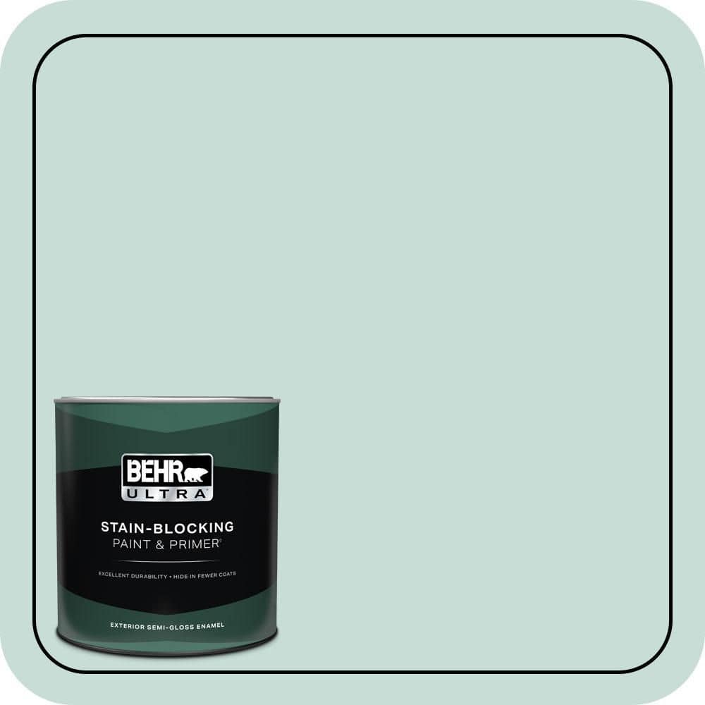 BEHR ULTRA 1 qt. #MQ3-20 Whipped Mint Semi-Gloss Enamel Exterior Paint & Primer (1)
