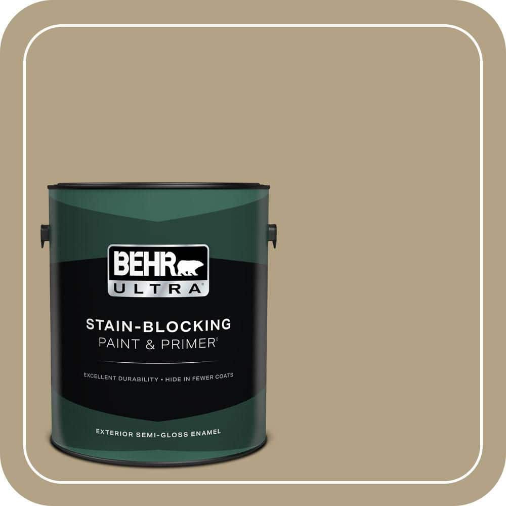 BEHR ULTRA 1 gal. #PPU8-07 Chamois Tan Semi-Gloss Enamel Exterior Paint & Primer