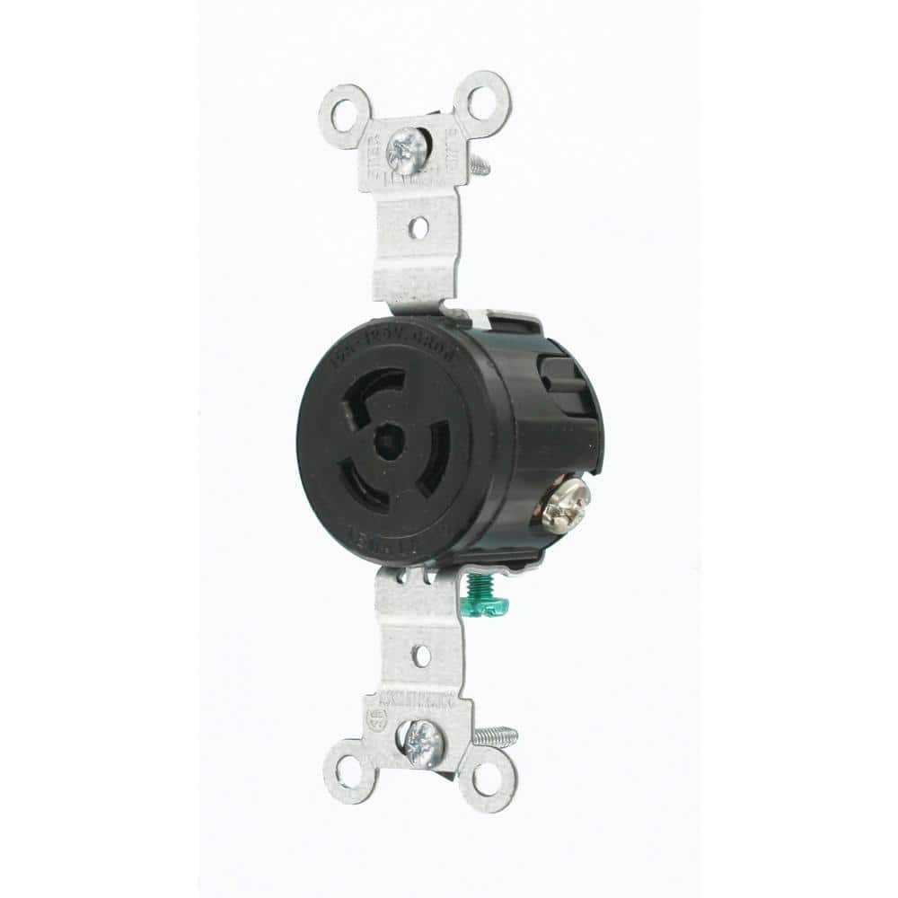 Leviton 15 Amp 125-Volt Industrial Grade Locking Outlet, Black 4710 (3)