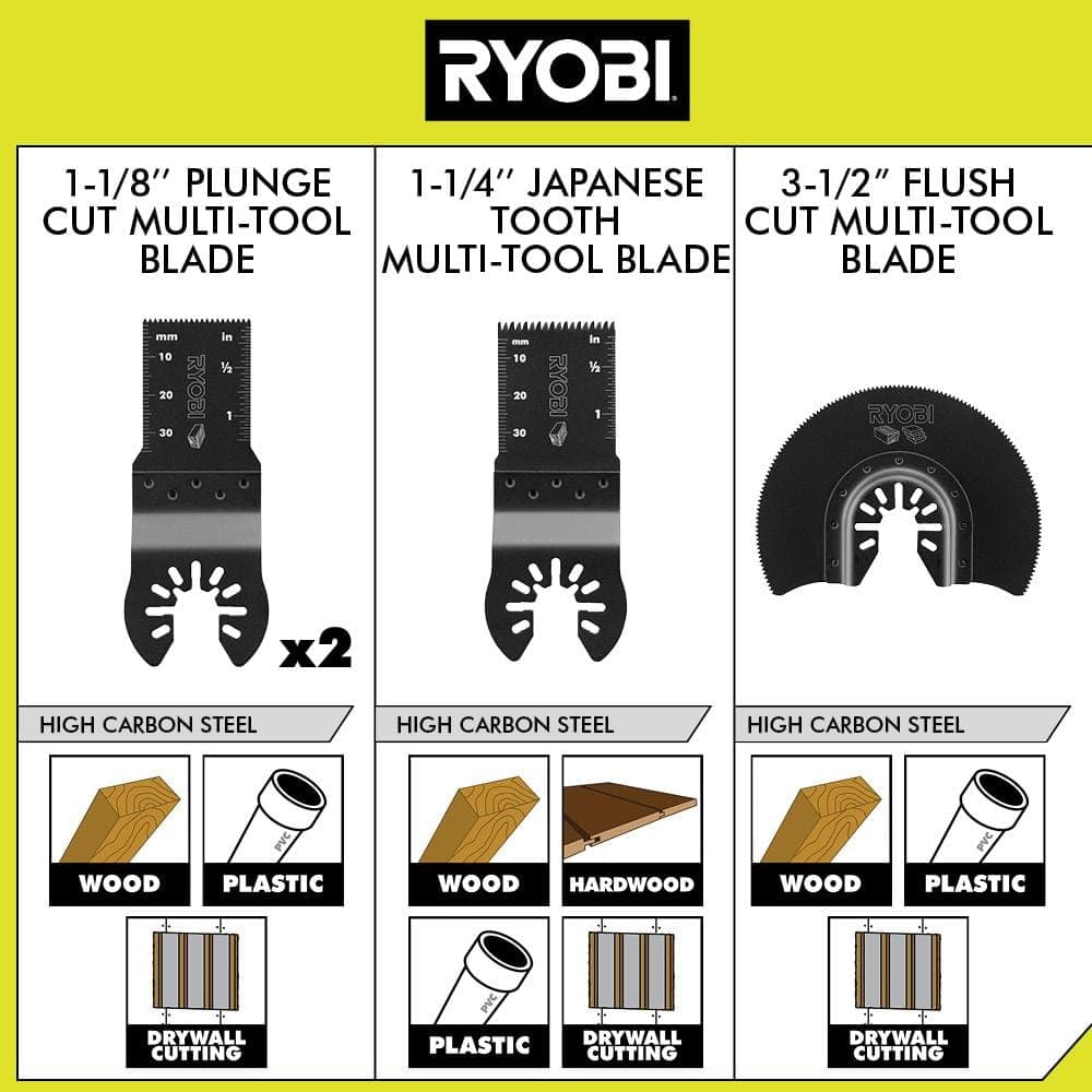 RYOBI 4-Piece Wood Oscillating Multi-Tool Blade Set (4)