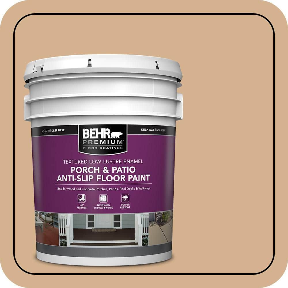 BEHR PREMIUM 5 gal. #HDC-NT-04 Creme De Caramel Textured Low-Lustre Enamel Interior/Exterior Porch and Patio Anti-Slip Floor Paint