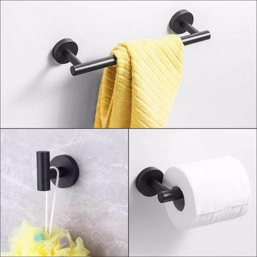 Wudkey 3-Piece Stainless Steel Bathroom Hardware Set with Mounting Hardware in Matte Black, Rust Resistant and Anti-Scratch (2)